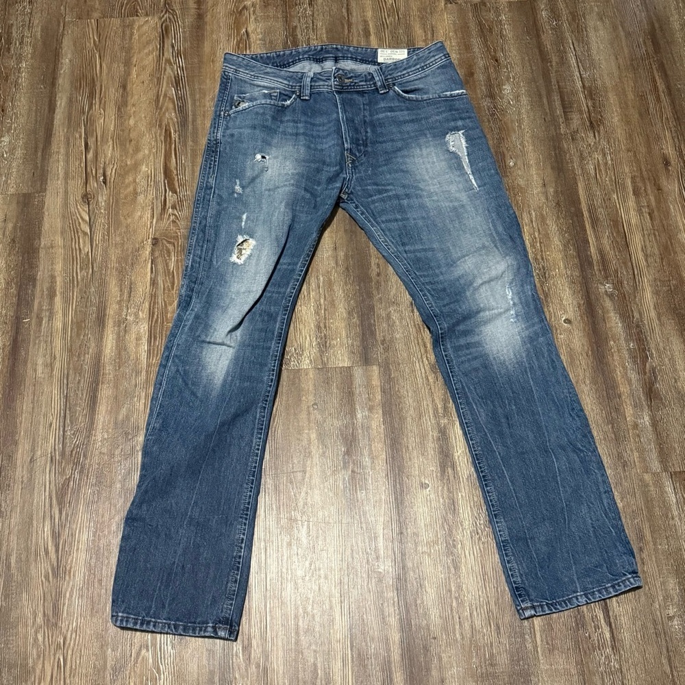 Diesel Darron Jeans Women's 30x30 Men's Slim Straight Button Fly Distressed Deni